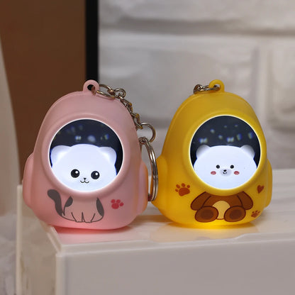 Kawaii Bear & Astronaut Keychain Night Light