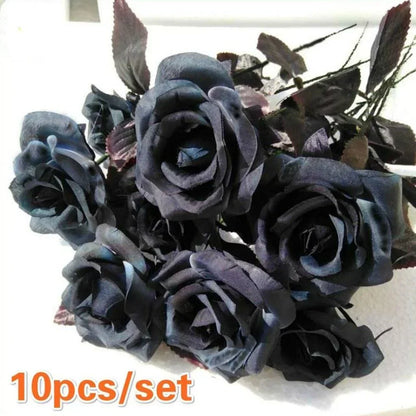 10pcs/Set Artificial Black Rose Bouquet