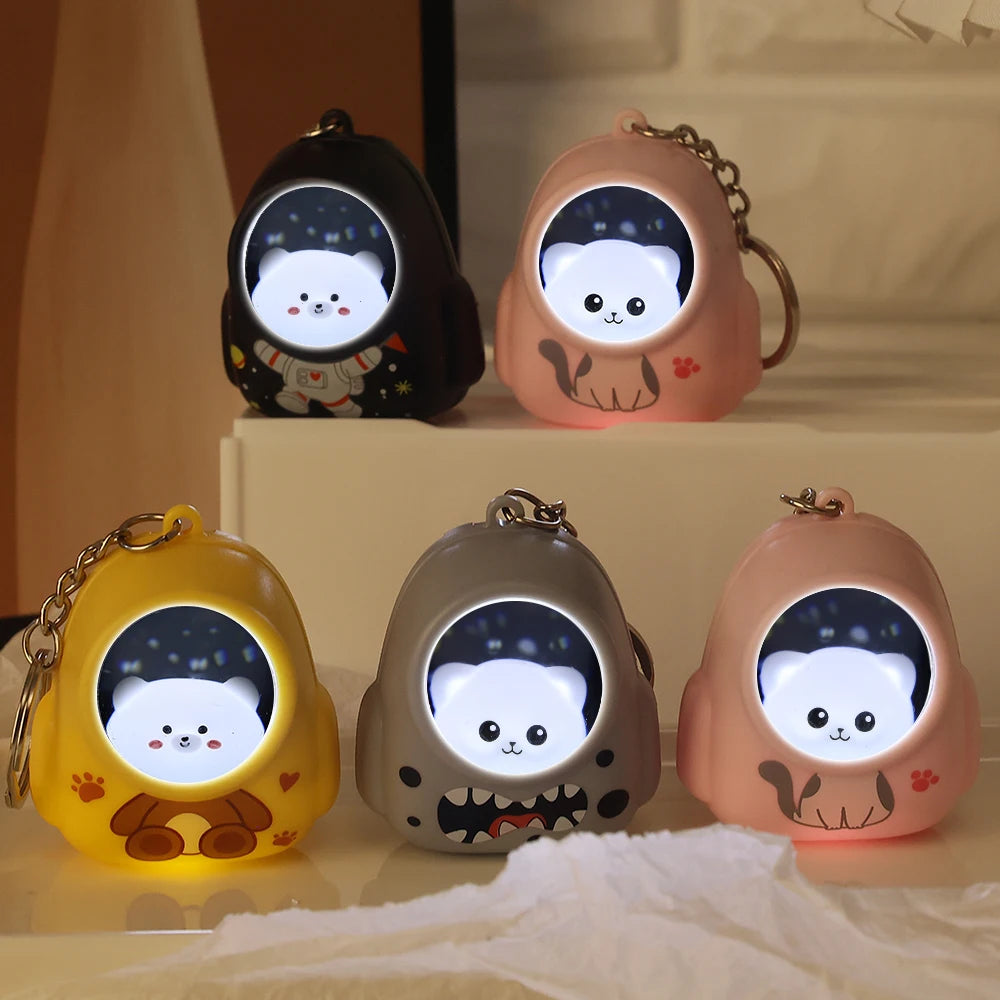 Kawaii Bear & Astronaut Keychain Night Light