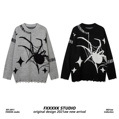 Y2K Spider Graphic Oversized Sweater