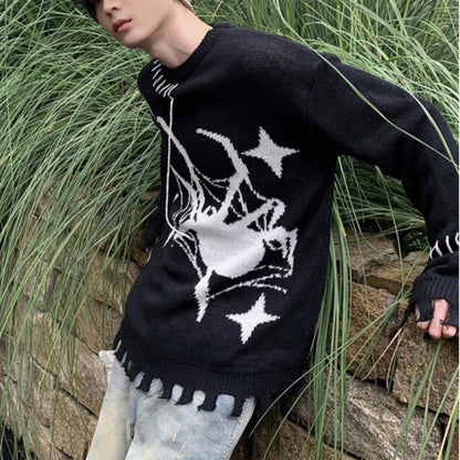 Y2K Spider Graphic Oversized Sweater