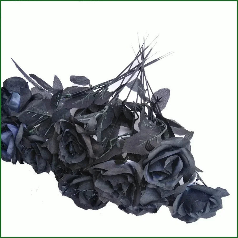 10pcs/Set Artificial Black Rose Bouquet