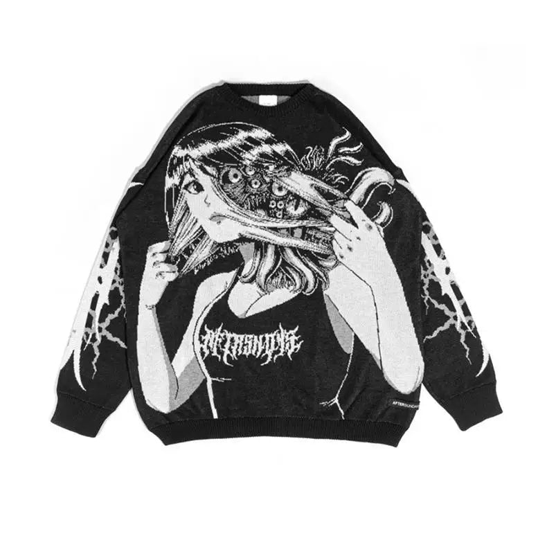 Y2K Graffiti Knit Oversized Sweater