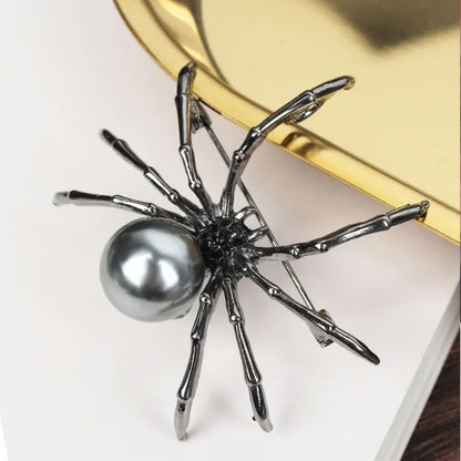 Fashion Personality Black Spider Pearl Brooches