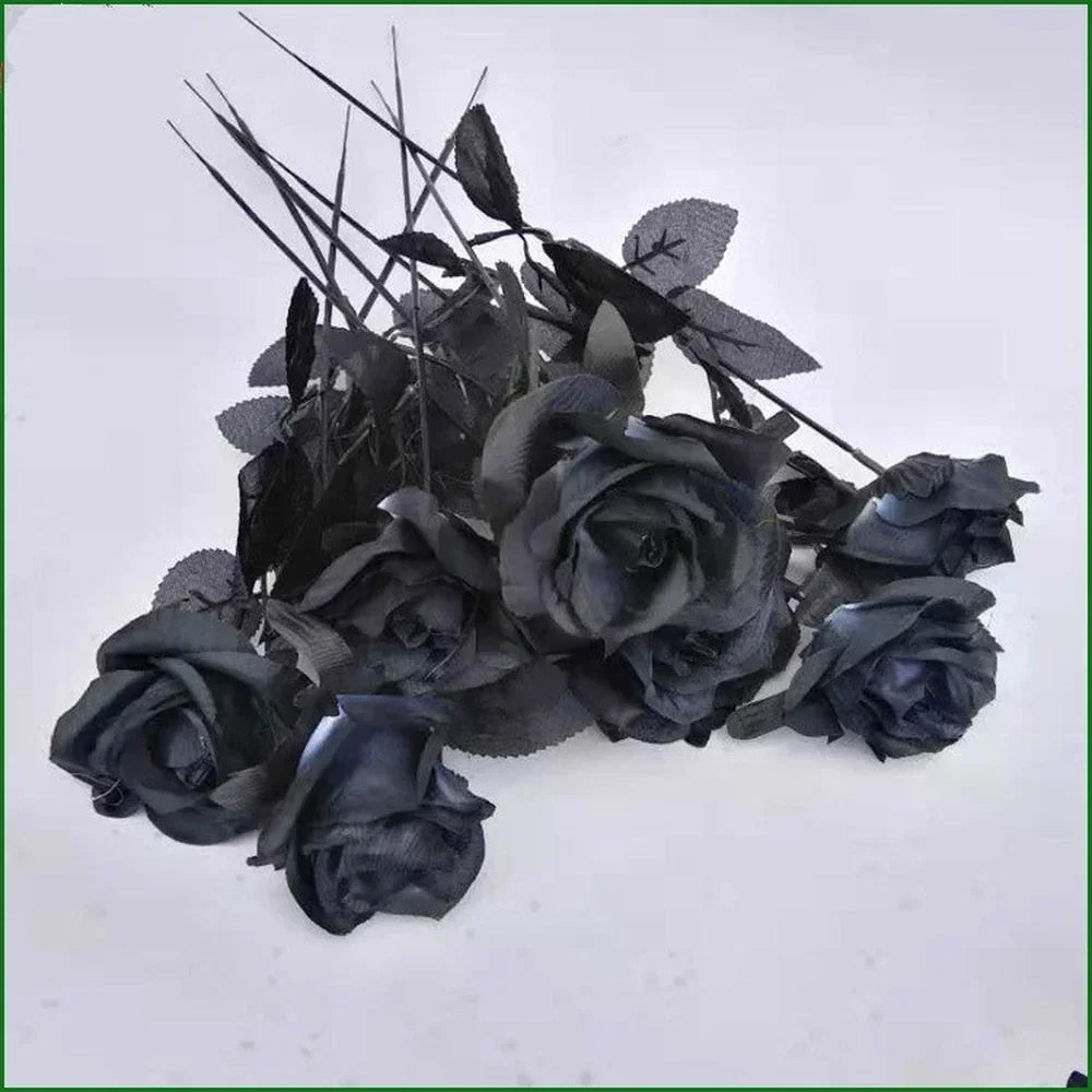 10pcs/Set Artificial Black Rose Bouquet