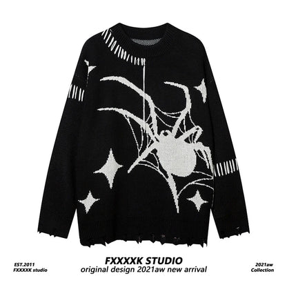 Y2K Spider Graphic Oversized Sweater