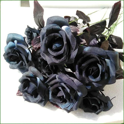 10pcs/Set Artificial Black Rose Bouquet