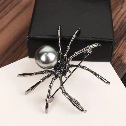 Fashion Personality Black Spider Pearl Brooches