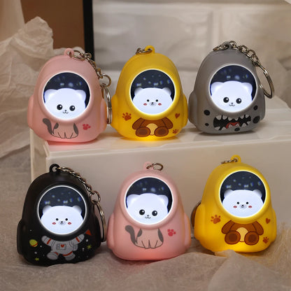 Kawaii Bear & Astronaut Keychain Night Light