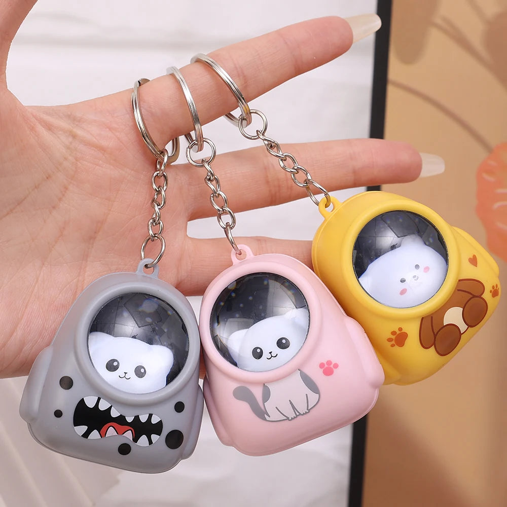 Kawaii Bear & Astronaut Keychain Night Light