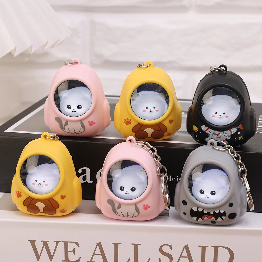 Kawaii Bear & Astronaut Keychain Night Light