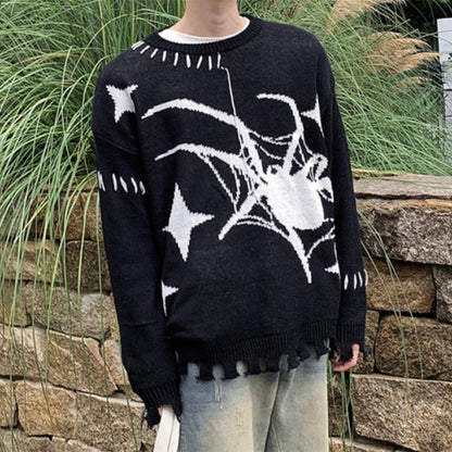 Y2K Spider Graphic Oversized Sweater