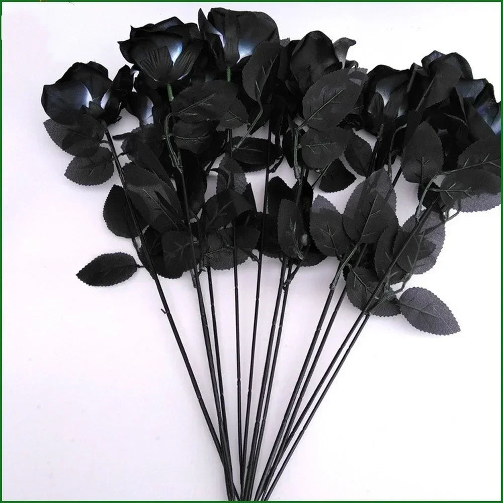 10pcs/Set Artificial Black Rose Bouquet